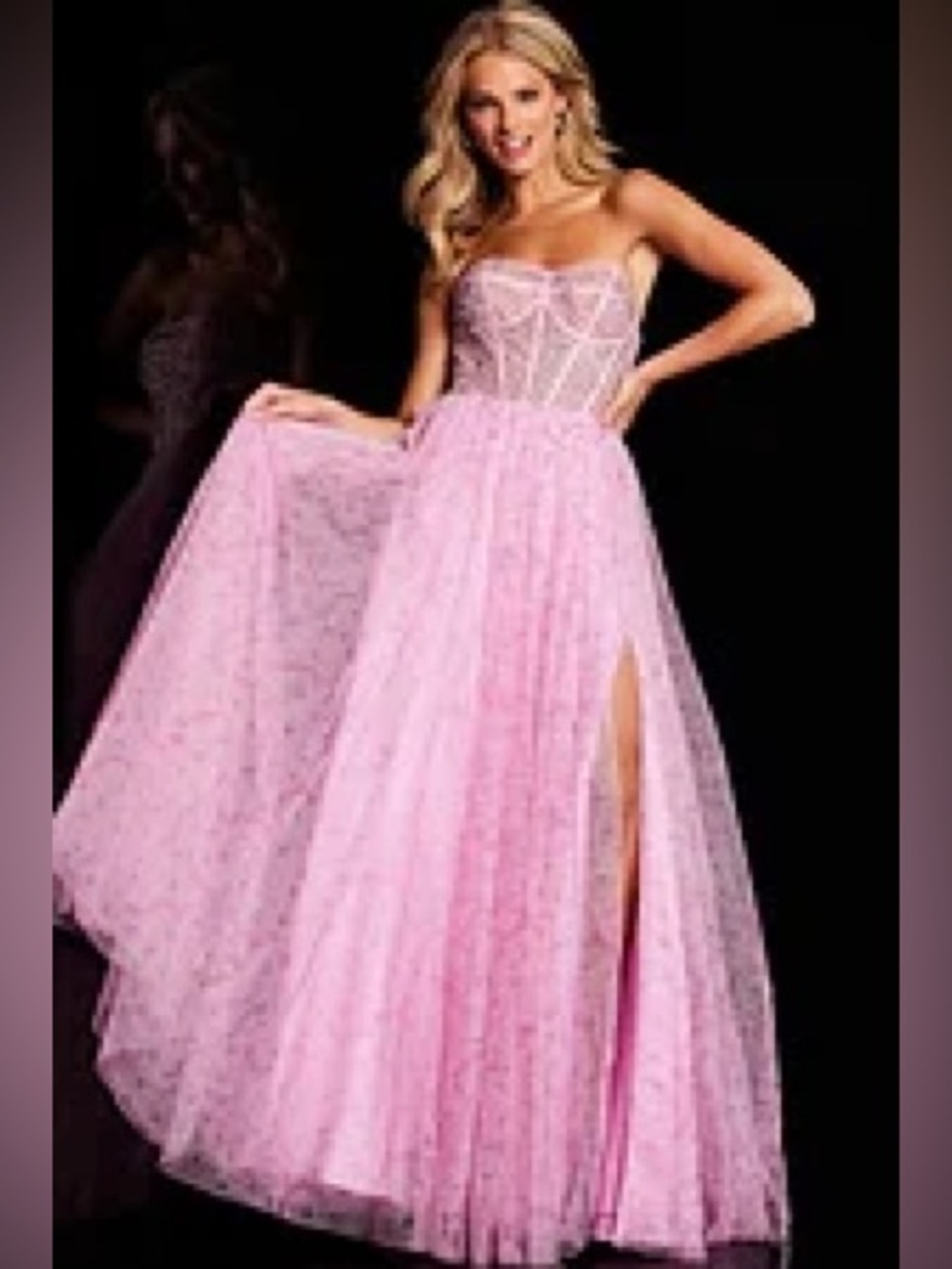 Jovani JVN36477 Pink Embellished Tulle Dress $798